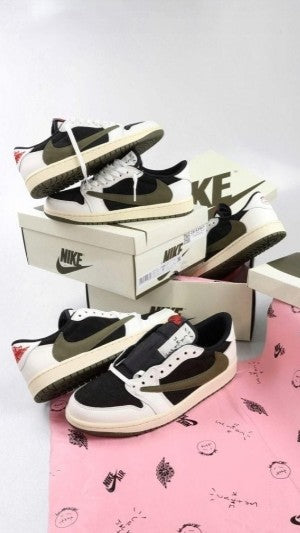 # NIKE Air Jordan 1 Low x Travis Scott Olive Semi UA - Elevatekick 