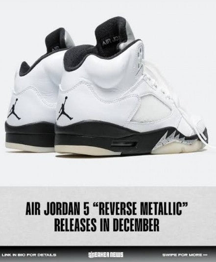 Jordan 5 Reverse Metallic White Black