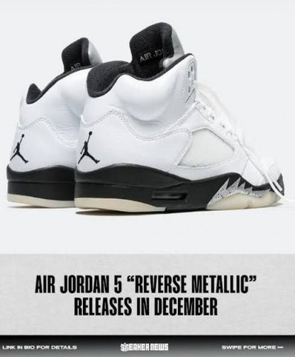 Jordan 5 Reverse Metallic White Black
