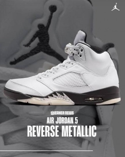 Jordan 5 Reverse Metallic White Black
